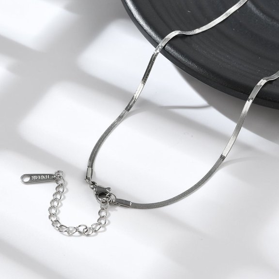 5pc Non-304 Stainless Steel Herringbone Chain Necklace for Women Stainless Steel Color 16.42 inch(41.7cm)