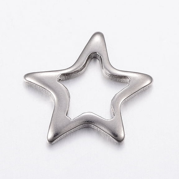 5pc Non-Tarnish 304 Stainless Steel Linking Rings Star Stainless Steel Color 16x17x2mm