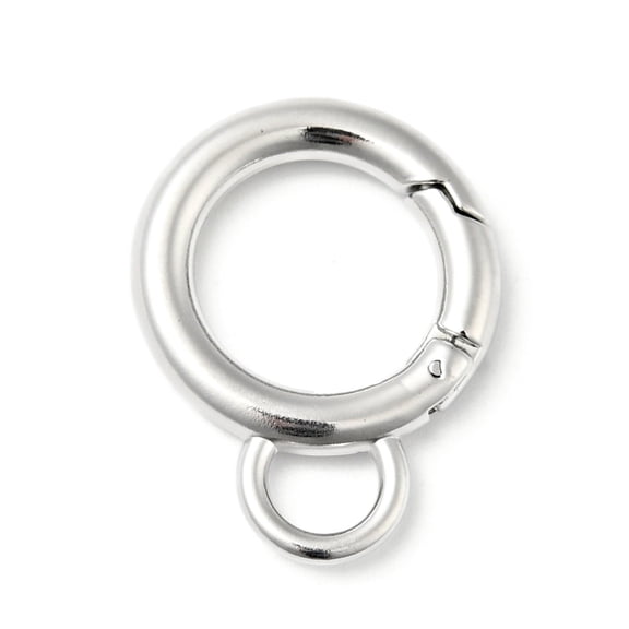 5pc Non-304 Stainless Steel Spring Gate Rings Stainless Steel Color 28x21.5x3.5mm 7 Gauge Hole: 6x4.5mm