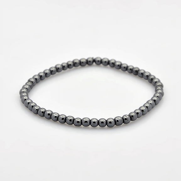 5pc Non-magnetic Hematite Beaded Ball Stretch Bracelets for Valentine's Day Gift 54mm