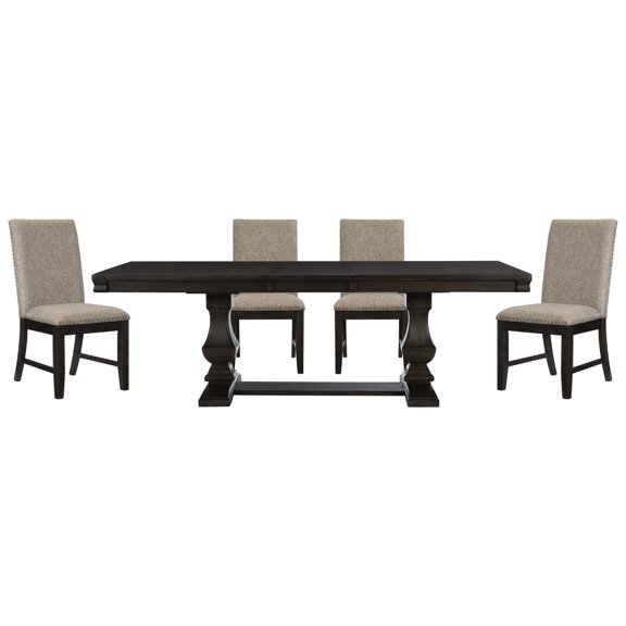 5pc Oak Veneer Dining Set / Offers Comfortable Seating for 4