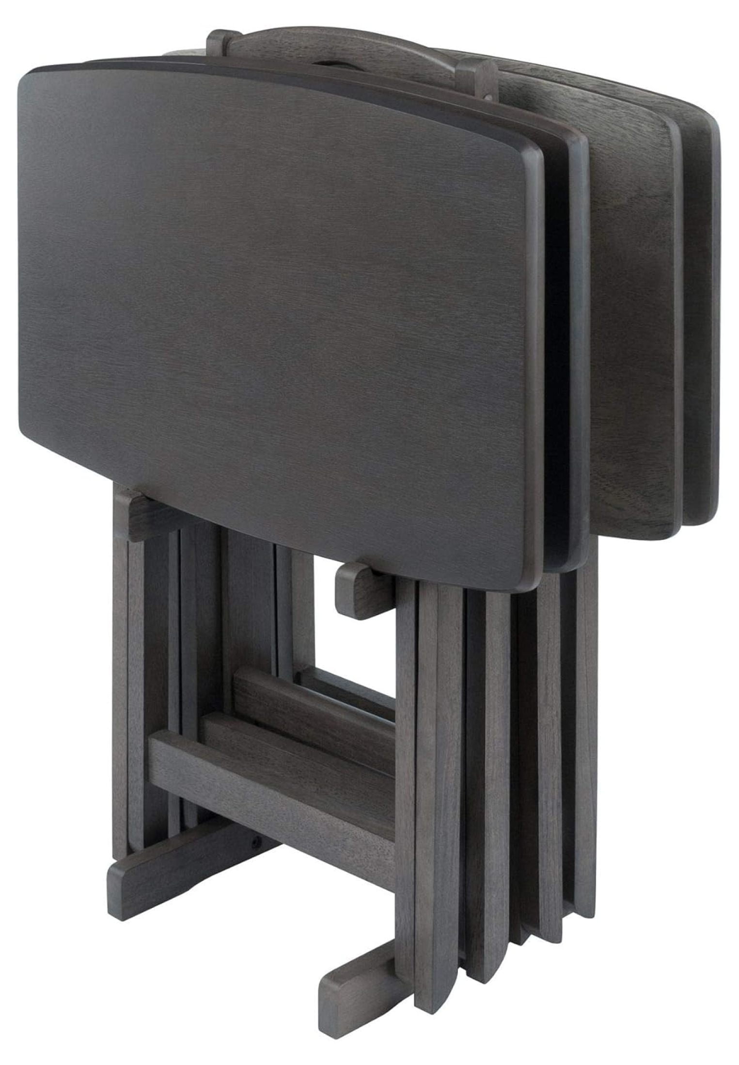 Oyster Gray 5-Piece Transitional Snack Table Set with Storage Stand