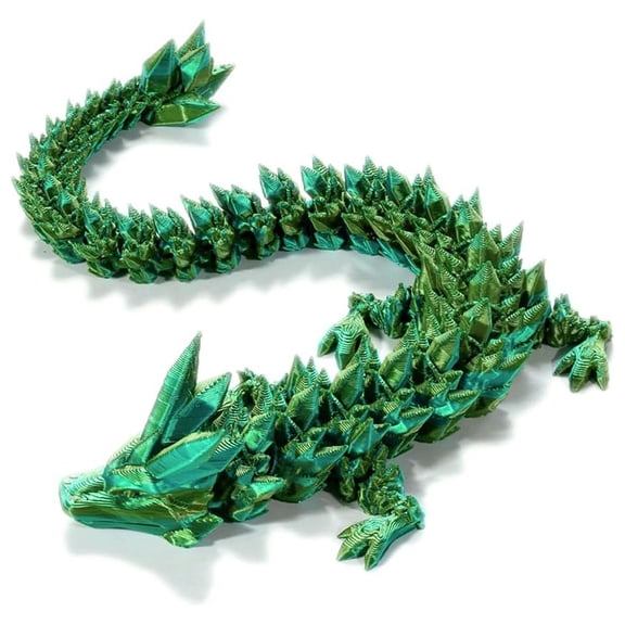 5pc Plastic 3D Printed Dragon Ornaments Articulated Dragon for Home Office Decoration Desk Toys Green 300mm