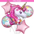 thumbnail image 1 of 5pc Pretty in Pink Unicorn Balloons Bouquet Kit - Birthday Party Decor Decoration Supplies, 1 of 5