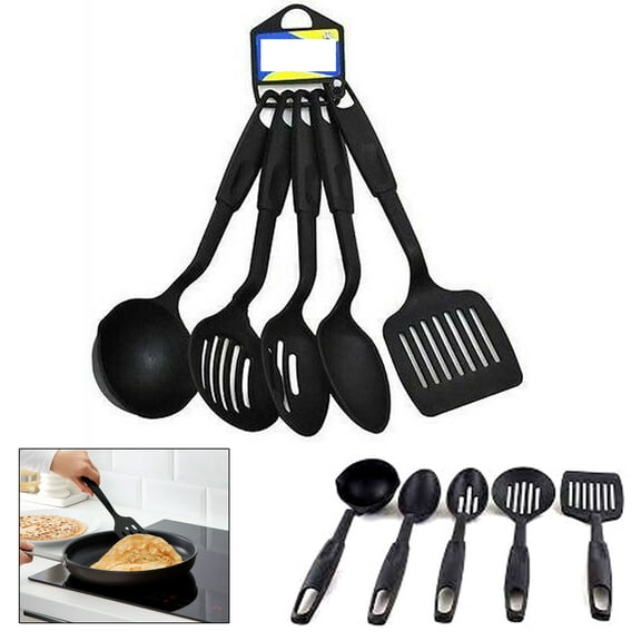 5pc Quality Plastic Kitchen Tool Cooking Utensil Set Slotted Spatula Spoon Ladle