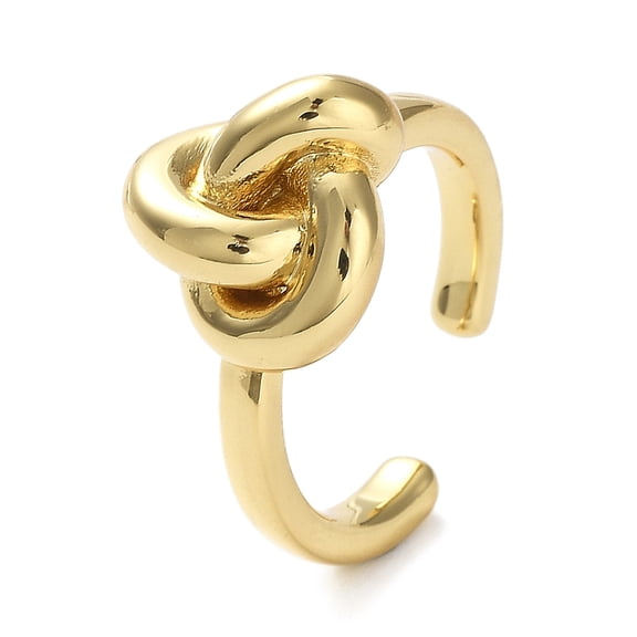 5pc Rack Plating Brass Knot Open Cuff Rings for Women Lead Free & Cadmium Free Long-Lasting Plated Real 18K Gold Plated Inner Diameter: 17mm
