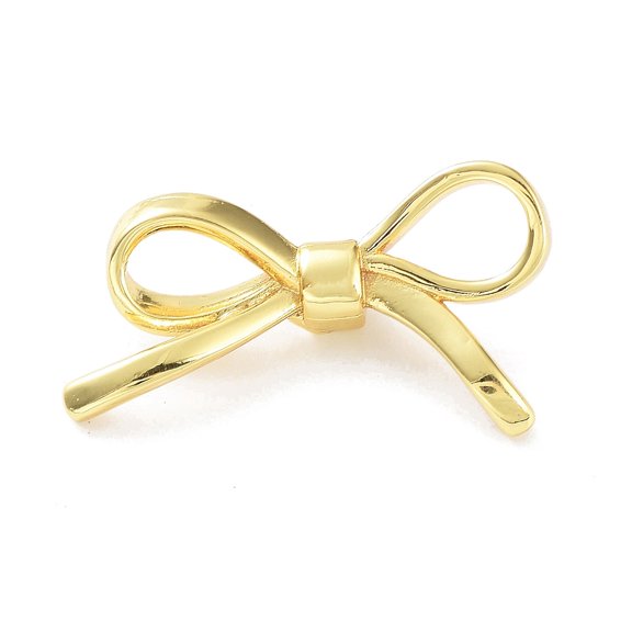 5pc Rack Plating Brass Pendants Cadmium Free & Lead Free Long-Lasting Plated Bowknot Charms Real 18K Gold Plated 17x29.5x7mm Hole: 3x2mm