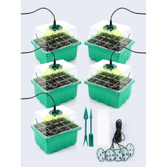 5pc Raising Pot with Light Indoor Plant Growing Device with LED Light Suitable for Most Plants Cultivation Home Indoor Gardening Set