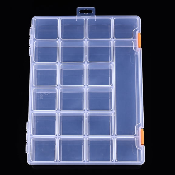 5pc Rectangle Polypropylene(PP) Bead Storage Container with Hinged Lid and 18+3 Compartments for Jewelry Small Accessories Clear 27.5x20.7x3.8cm Inner Diameter: 4.3x4.7x3.7cm 4.7x3.7x18cm