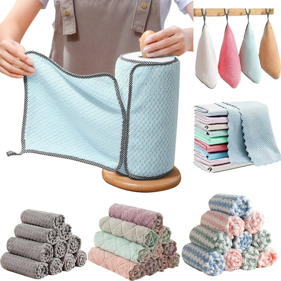 5pc Reusable Daily Rag Towel Dish Kitchen Cloth Dish Oil Cleaning Non Stick ClothKitchen Cleaning Supplies for Home Use Saving Clearance