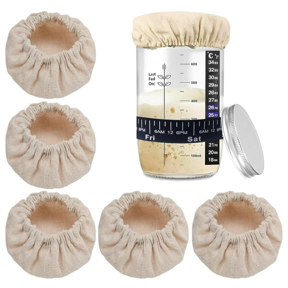 5pc Reusable Fabric Bread Fermentation Cover, Heat Preservation to Increase Fermentation Covers for Bread Rising Sourdough Bread Proofing Cover Sewn Cloth Cover for Sourdough Starter