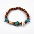 thumbnail image 1 of 5pc Round Wood Stretch Bracelets with Dyed Synthetic Turquoise and Spiral Shell Beads Tortoise and Starfish/Sea Stars 2-1/8 inch(5.3cm), 1 of 4