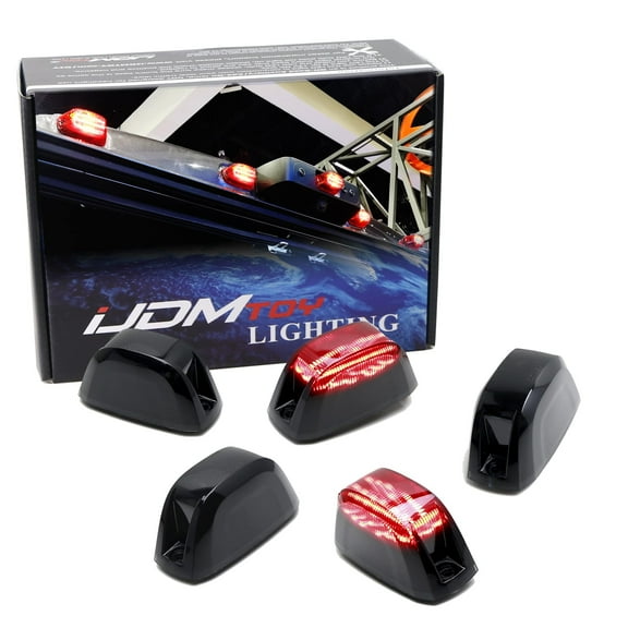 5pc Set Black-Out Smoked Lens Super Red Full LED Rear Cab Roof Clearance Marker Lamps For 2014-23 Dodge RAM ProMaster 1500 2500 3500 Cargo RV Van