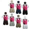 thumbnail image 1 of 5pc Set Boy Toddler Formal Burgundy Vest Bow Tie Navy Khaki Gray Hat Shorts S-4T, 1 of 1
