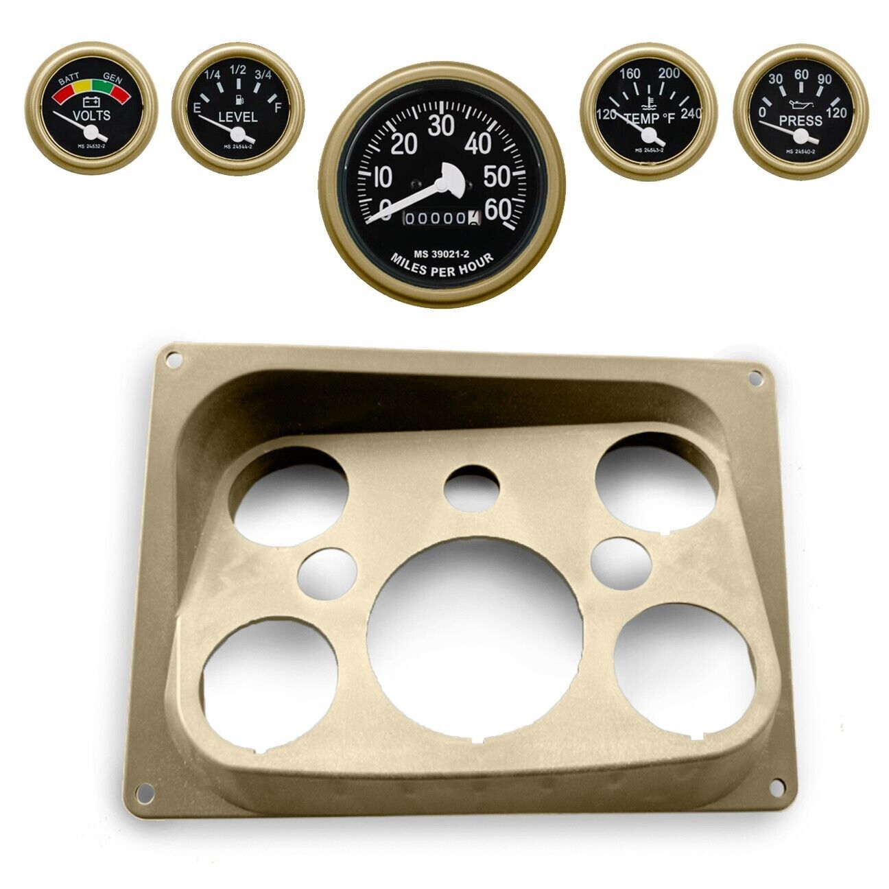 5pc Set of Gauges + Dashboard Instrument Panel, Includes Speedometer
