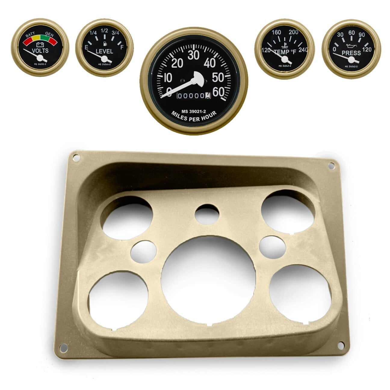 5pc Set of Gauges + Dashboard Instrument Panel, Includes Speedometer ...