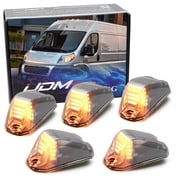 5pc Set Semi-Clear Lens Amber Yellow Full LED Front Cab Roof Clearance Marker Lamps For 2014-2023 Dodge RAM ProMaster 1500 2500 3500 Cargo RV Van