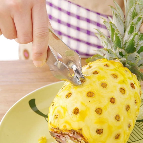 5pc Silver Stainless Steel Pineapple Corer - Quickly Peel & Slice Fruits for Delicious Kitchen Dishes! for restaurants/supermarkets/food trucks