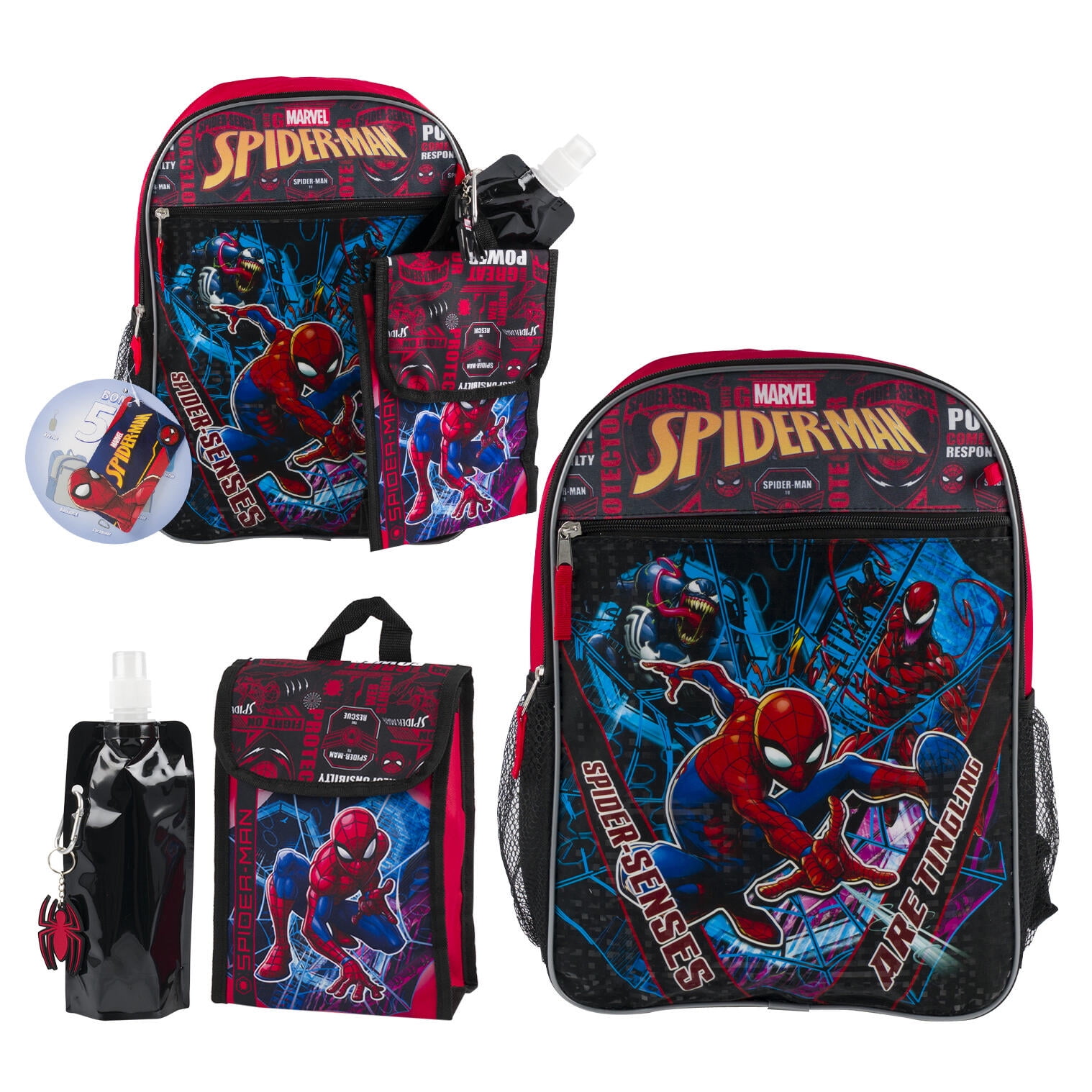  Marvel Shop Spiderman Lunch Bag For Boys, Kids Bundle ~  Spiderman Lunch Box And Cars Water Bottle Set For Spiderman School Supplies  With Spiderman Stickers And More (Superhero School Lunch) 