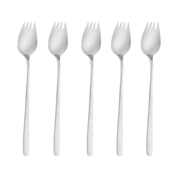 5pc Spork Spoon Spoon Stainless Steel Dessert Instant Long Handle Spoon Portable Tableware Spoon round Table Mats 6 round Table Place Mats Indoor Kitchen Raffia Trivet Plates Mats for Dinner Table