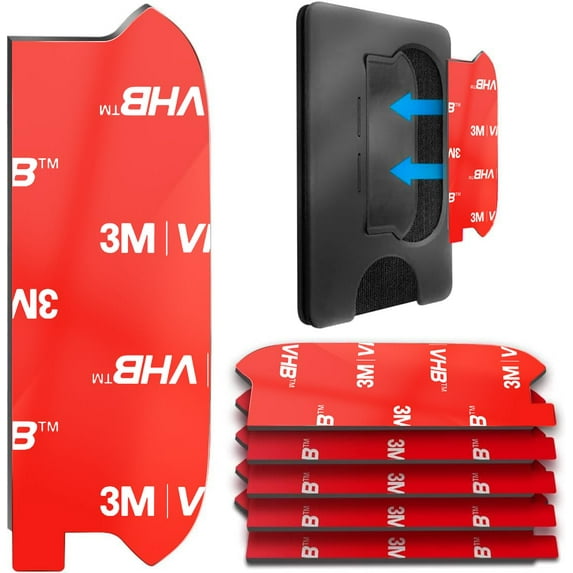 5pc Sticky Adhesive Replacement for Pops Wallet Base, 3M VHB Sticker Tapes for Socket Wallet+ Plastic Case Back, Wallet Plus Double Sided High Bond Piece Strip Pads for Any Cell Phone iPhone Samsung