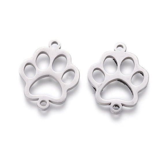 5pc Tarnish Resistant 201 Stainless Steel Pet Links Manual Polishing Dog Footprint Stainless Steel Color 20x16x1.5mm Hole: 1.2mm