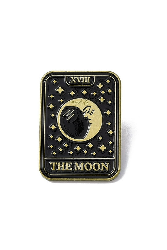 5pc The Moon Tarot Card Enamel Pin Red Copper Brass Brooch for Backpack Clothes Black 30x22x2mm Pin: 1.3mm.
