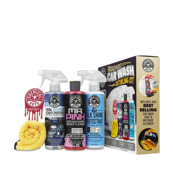 5pc Wash and Shine Cleaners: Car Wash Supplies & Detailing Kit, Scented Liquid Automotive Cleaners