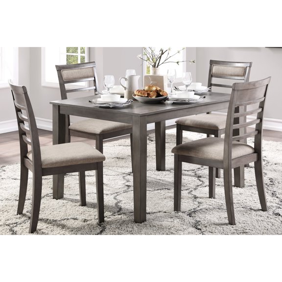 5pc Wooden Dining Set with Gray Oak Veneer / Seat 4 in Dining Room