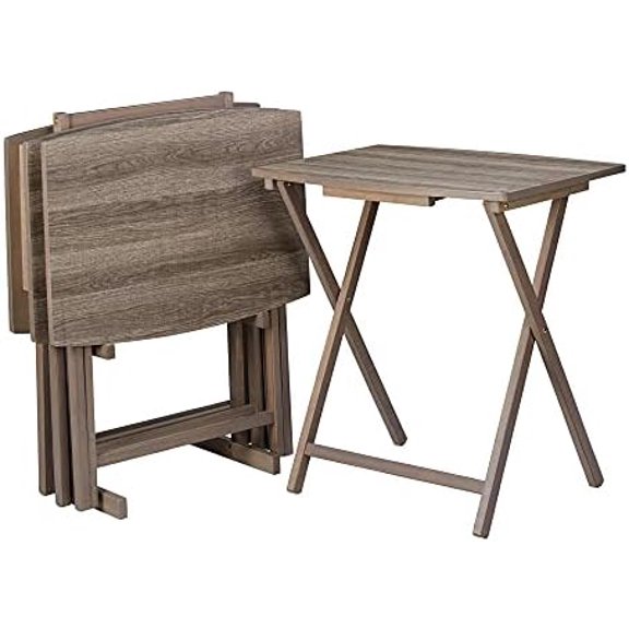 5pc XL Oversized Tray Table Set, Rustic Grey$$Furniture