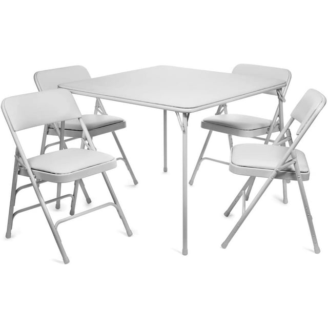5pc. XL Series Folding Card Table and Triple Braced Vinyl Padded Chair