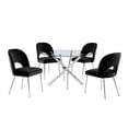thumbnail image 1 of 5pc dining Set, Round tempered glass dining table with 4 Black velvet chairs, 1 of 4