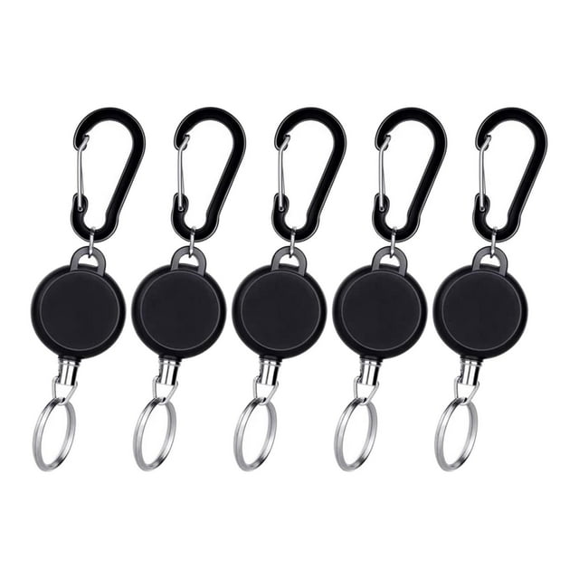 5pccs Retractable Key Chain Heavy Duty Key Reel Keychain Extendable Key