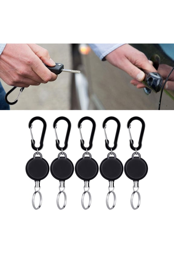 5pccs Retractable Key Chain, Heavy Duty Key Reel Keychain, Extendable Key
