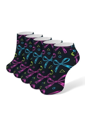 5pce Socks 3.77.9in Socks Mouth Is Not Tight Legs Not Easy To Slide Off Sweat Absorption Sweat Breathable Light Wear Resistance Bold Thin Neon Contemporary Ribbon Bow Pattern