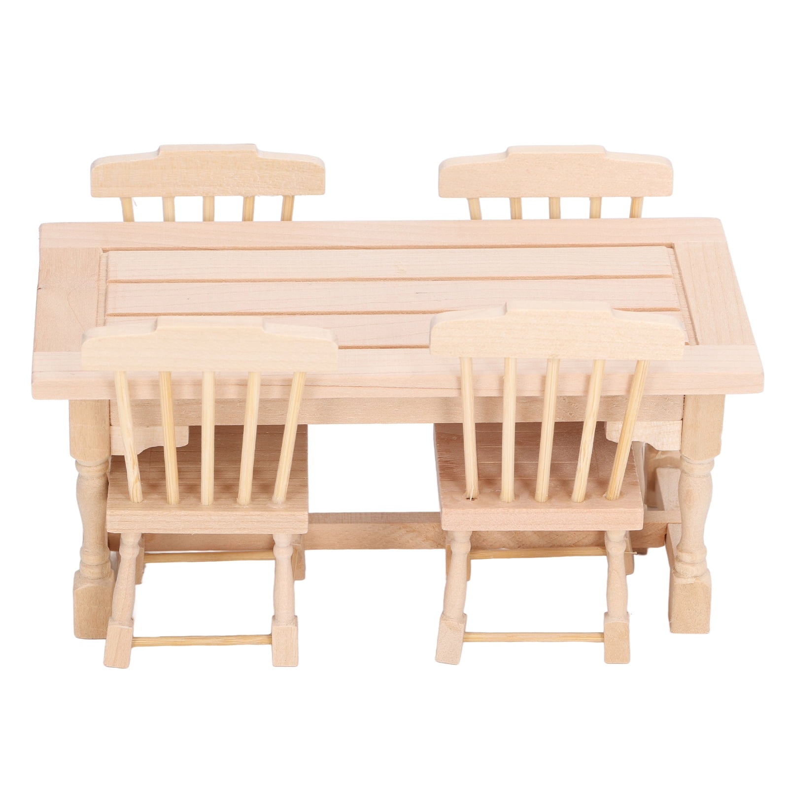 5pcs 112 Dollhouse Wooden Mini Furniture Simulation Table and Chairs Set for 3 Years Old