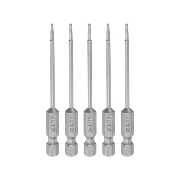 5pcs 1/16" Magnetic Hex Screwdriver Bit SAE 1/4" Hex Shank 3" Length S2 Steel Power Drill Bits