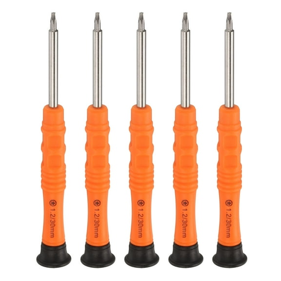 5pcs 1.2mm Star Mini Screwdriver 3mm Magnetic Five Star Head 87mm Length for Small Appliances Repairs, Orange