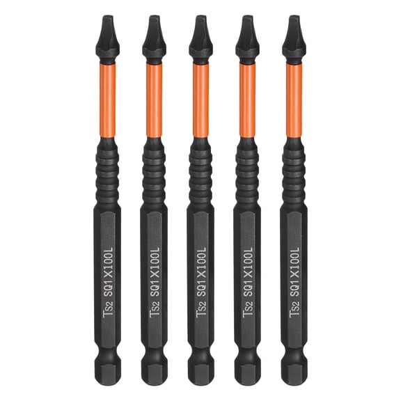 5pcs 1/4" Hex Shank SQ1 Magnetic Head 4" Length Square Head Screwdriver Bits