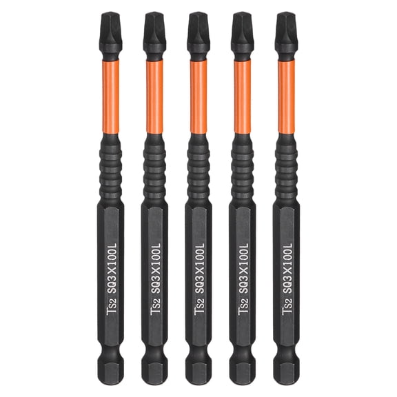 5pcs 1/4" Hex Shank SQ3 Magnetic Head 4" Length Square Head Screwdriver Bits