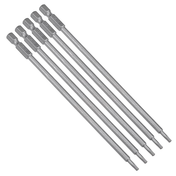 Uxcell 5 Pcs 1/4" Sandblasting Hex Shank T10 Magnetic Security Torx Screwdriver Bits 5.9 inch Length