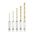 thumbnail image 1 of 5pcs 1/4" Hex Shank Titanium Twist Drill Bit Set 5 Sizes 1.4mm-4mm Drilling Dia High Speed Steel Drills for Hardened Metal, Stainless Steel, Cast Iron, Wood, Plastic, 1 of 6
