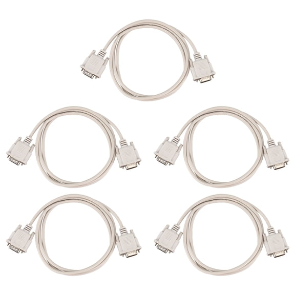 5pcs 1.4M RS232 DB9 9 Pin Male to VGA Video 15 Pin Male Adapter Cable Light Gray
