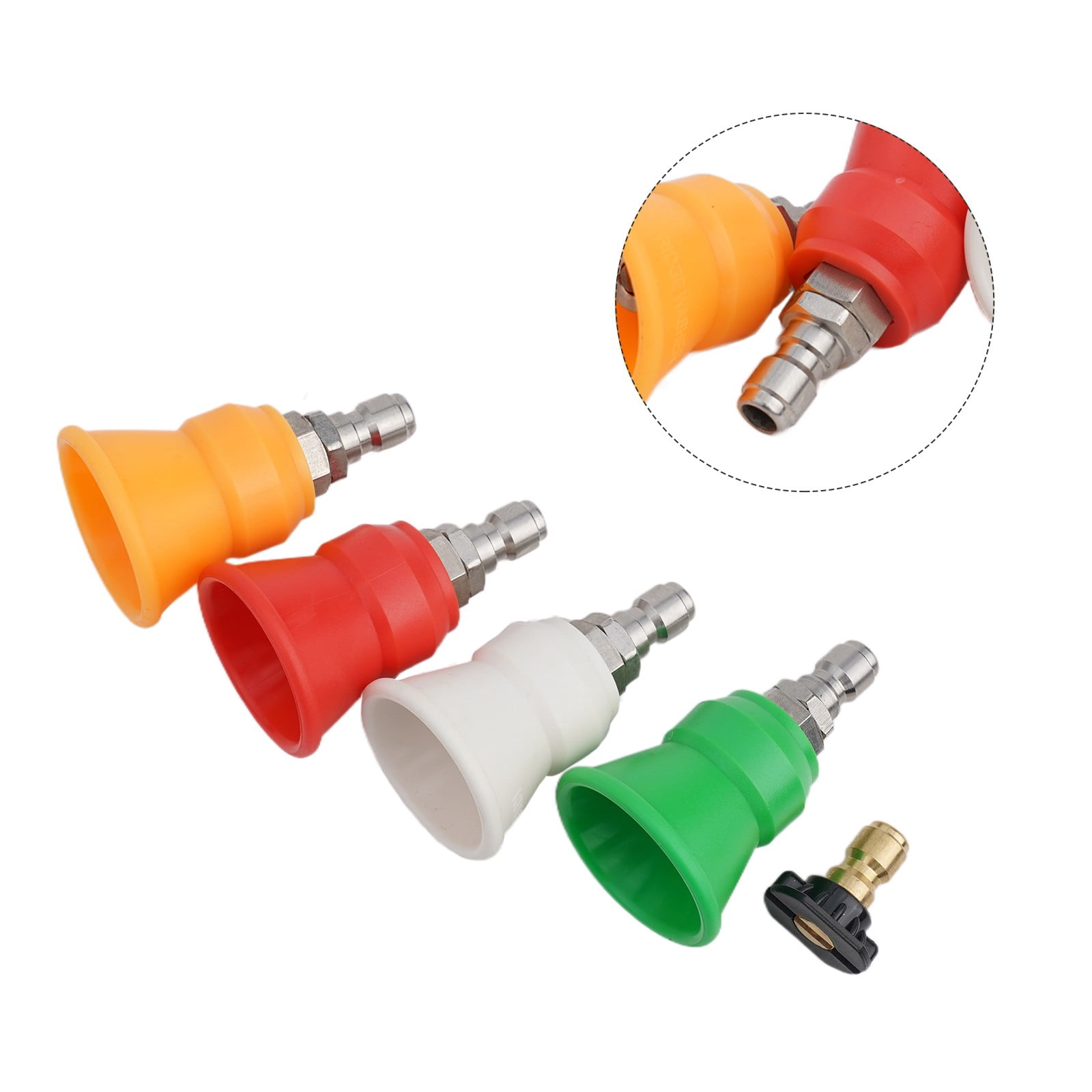5-Pack Quick Connect Pressure Washer Nozzle Tips – 4000 PSI, 1/4 Inch, Color Coded (0°, 15°, 25°, 40°, Soap)
