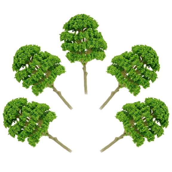 5pcs 1:50-75 Plastic Green Model Trees for Railway Train Landscape 14.5cm