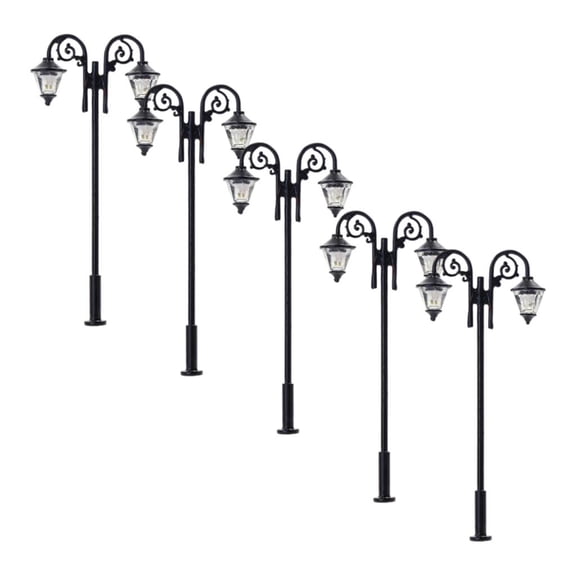 5pcs 1:87 Model Miniature Garden Lawn Railway Train Micro Landscape 3V Lights