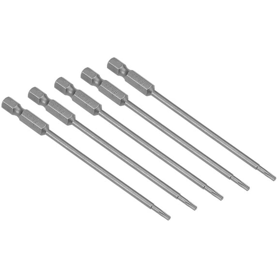 5pcs 100mm Long 1/4" Hex Shank T8 Torx Screwdriver Bits S2 High Alloy Steel