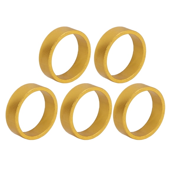 5pcs 10mm / 0.4 inches Aluminum Alloy Bike Headset Washer Spacers for Mountain Road Fixed Gear Bicycles, Inner Diameter 28.6mm / 1.12in, Gold Front Fork Stem Ring Replacement Part