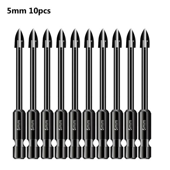 5pcs/10pcs Cross Hex Drill Bit Set For Tile Porcelain Glass Mirror Multifunction Tile Porcelain Drill Bit Kit