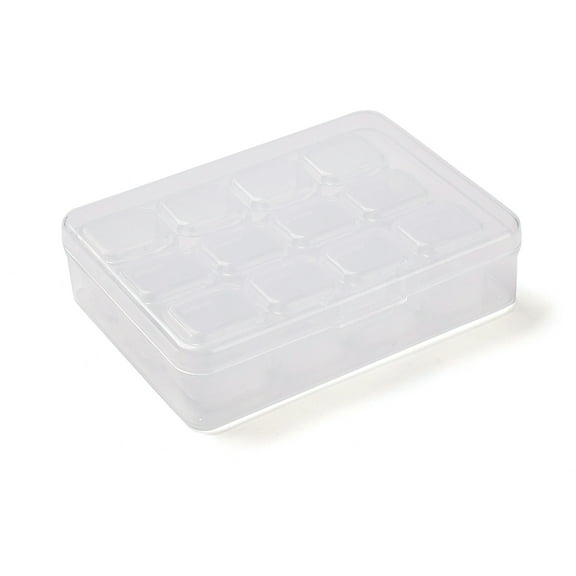 5pcs 12 Grids Rectangle Plastic Bead Organizer Containers Removable Dividers Storage box for Beads Diamond Rhinestones Stones Clear 11.5x8.4x2.8cm